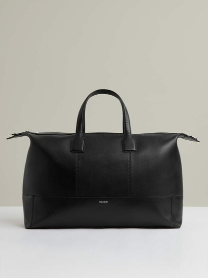 Micro-Grain Leather Holdall in Black Men | Reiss