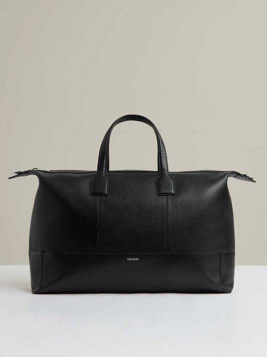 Micro-Grain Leather Holdall in Black Men | Reiss