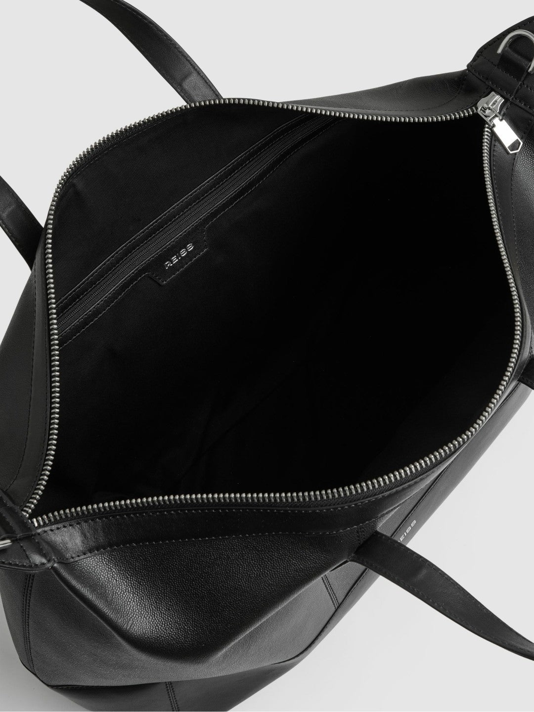 Micro-Grain Leather Holdall in Black Men | Reiss