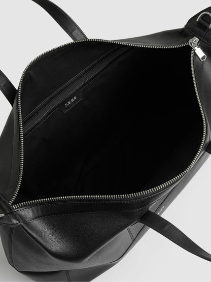 Micro-Grain Leather Holdall in Black Men | Reiss