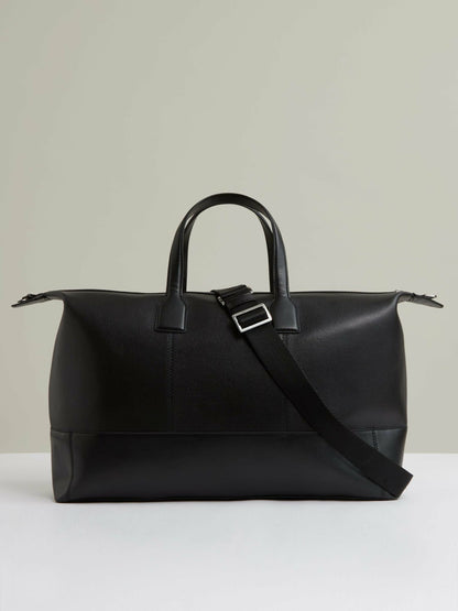 Micro-Grain Leather Holdall in Black Men | Reiss