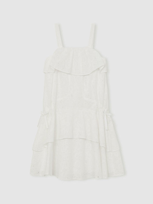 13-14 yrs SmileyWorld Broderie Logo Dress in Ivory Children & Baby | Reiss