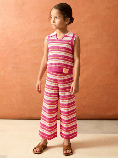 9-13 yrs SmileyWorld Stripe Knit Trousers in Pink Children & Baby | Reiss