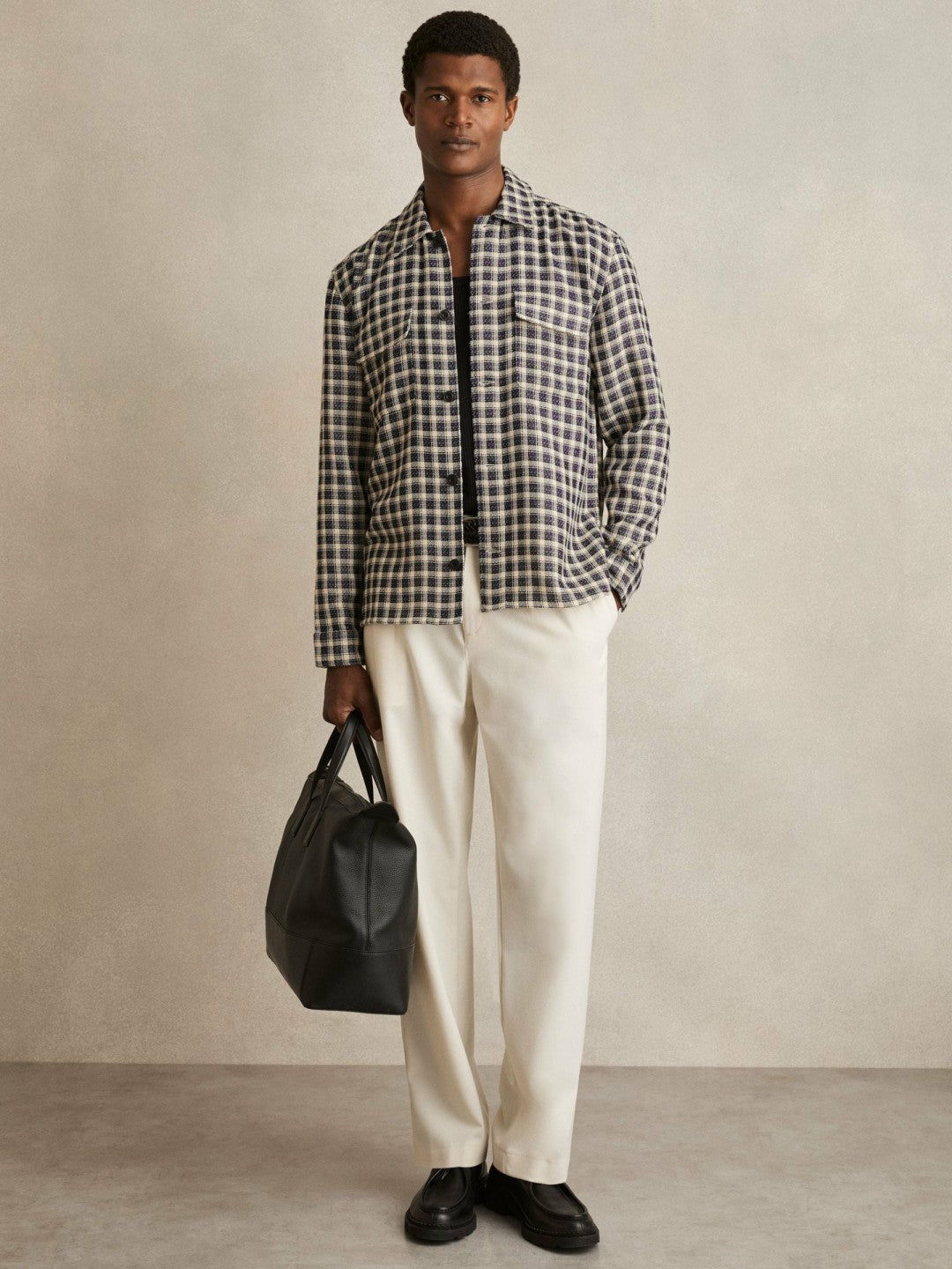 Woven Check Twin Pocket Overshirt in Navy/White Men | Reiss