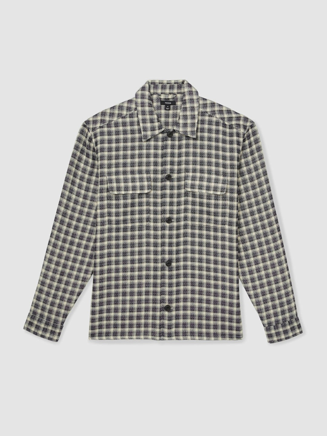Woven Check Twin Pocket Overshirt in Navy/White Men | Reiss