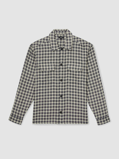 Woven Check Twin Pocket Overshirt in Navy/White Men | Reiss