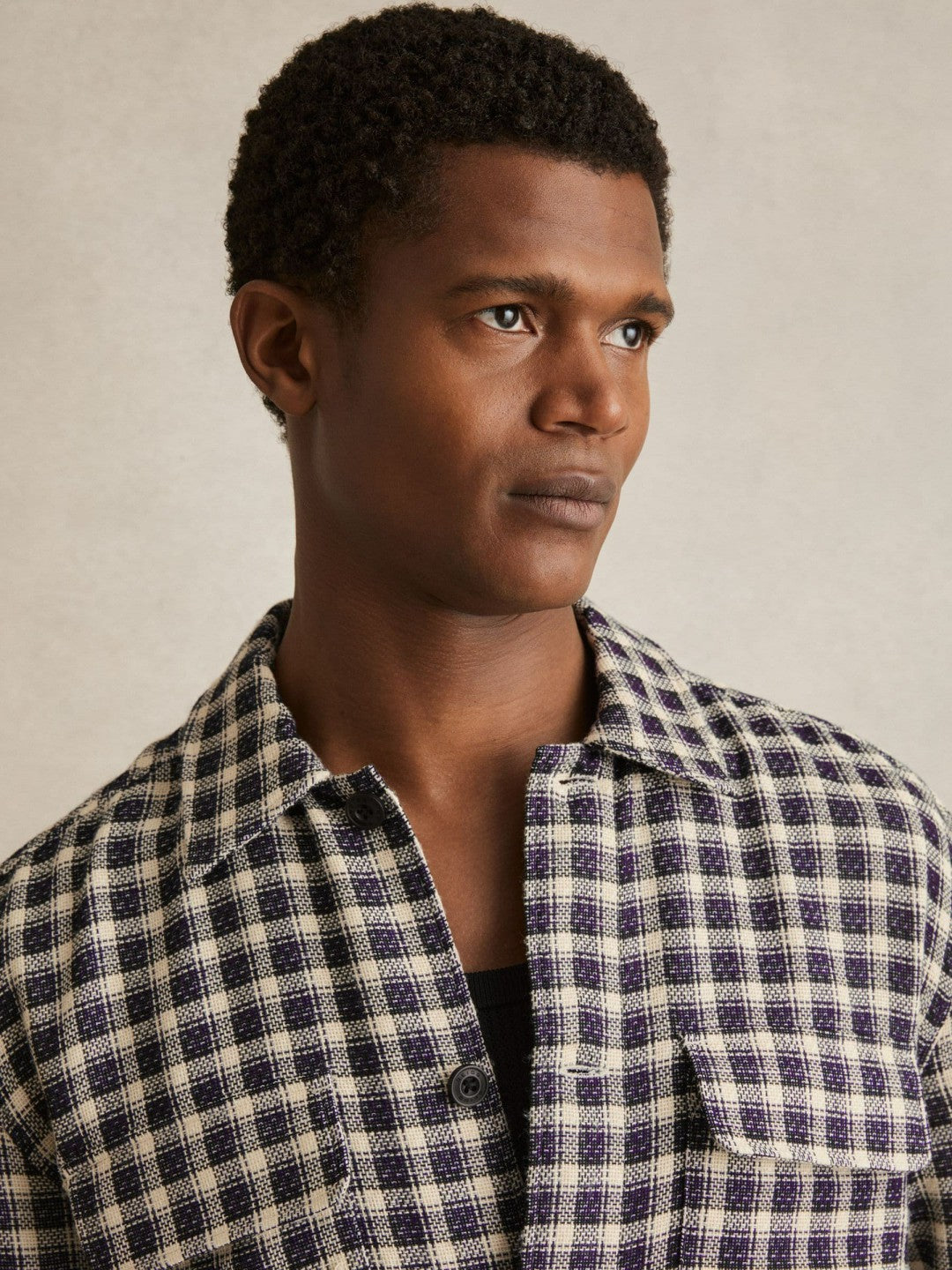Woven Check Twin Pocket Overshirt in Navy/White Men | Reiss