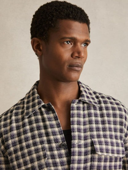 Woven Check Twin Pocket Overshirt in Navy/White Men | Reiss