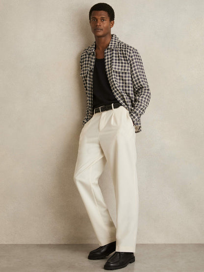 Woven Check Twin Pocket Overshirt in Navy/White Men | Reiss