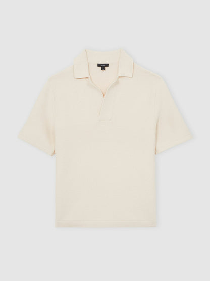 Oversize Textured Polo Shirt Cotton-Blend in Off White Men | Reiss