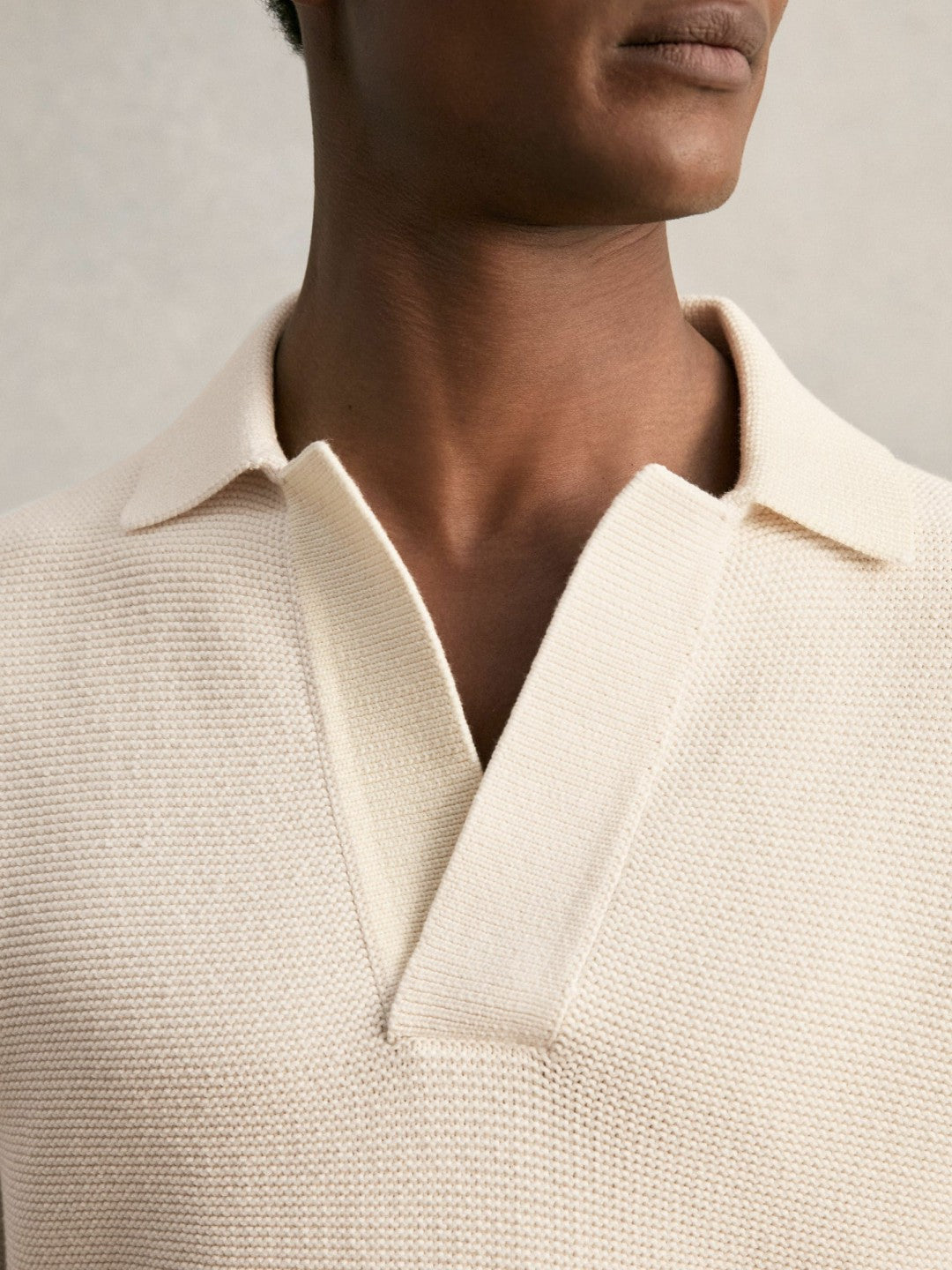 Oversize Textured Polo Shirt Cotton-Blend in Off White Men | Reiss