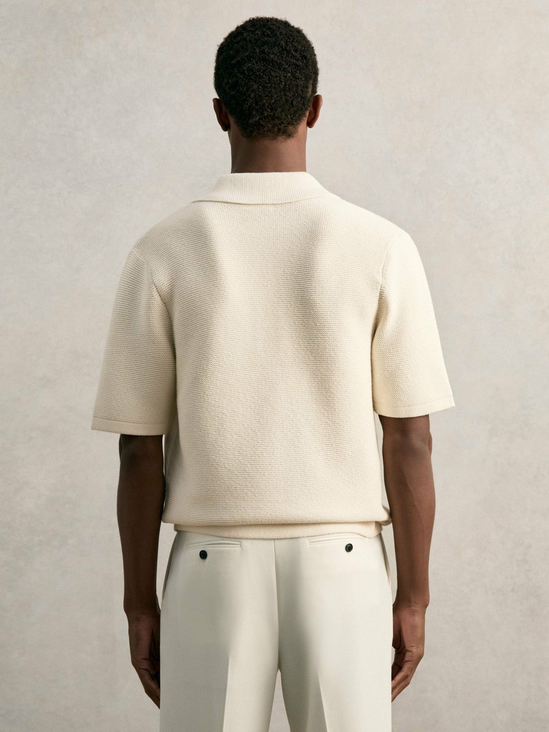 Oversize Textured Polo Shirt Cotton-Blend in Off White Men | Reiss