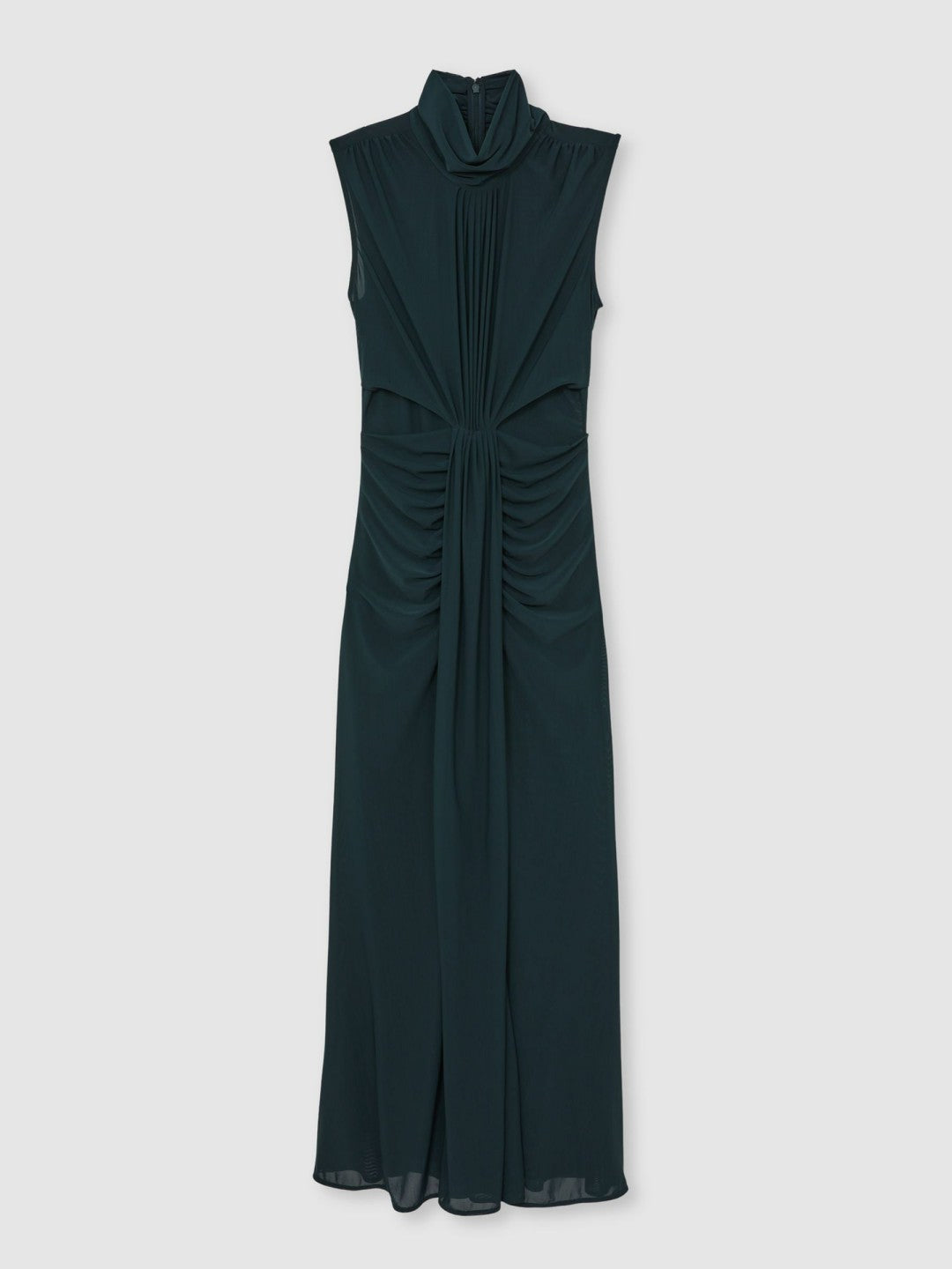 Sheer Ruched Maxi Dress in Teal Women | Reiss