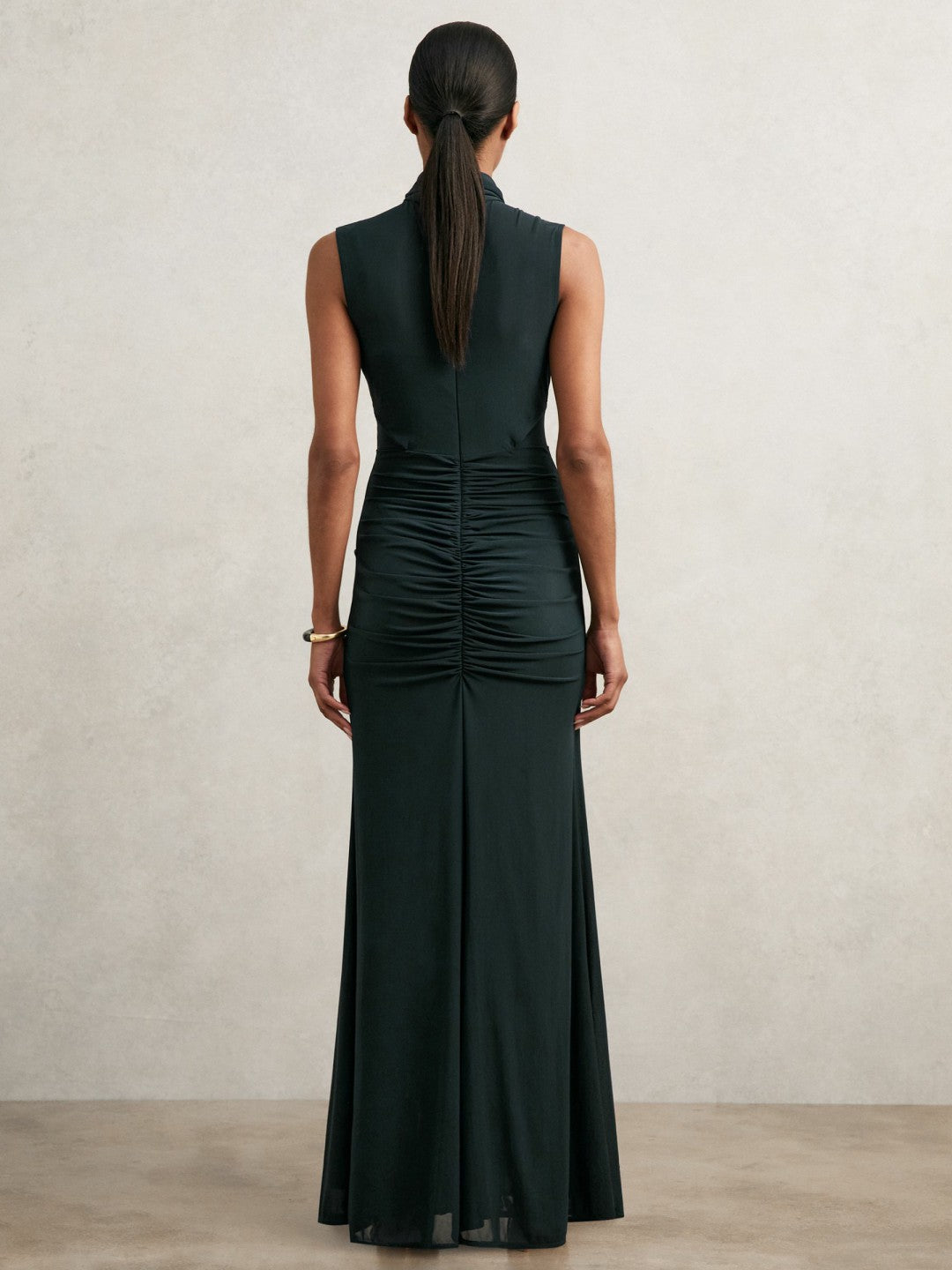 Sheer Ruched Maxi Dress in Teal Women | Reiss