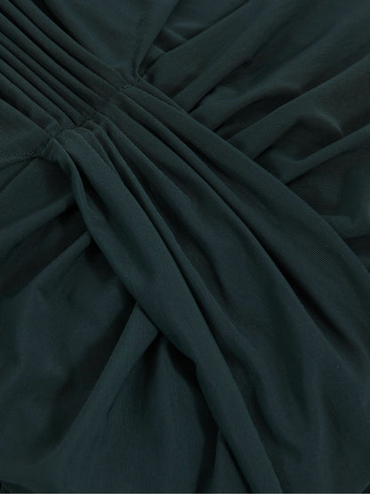 Sheer Ruched Maxi Dress in Teal Women | Reiss