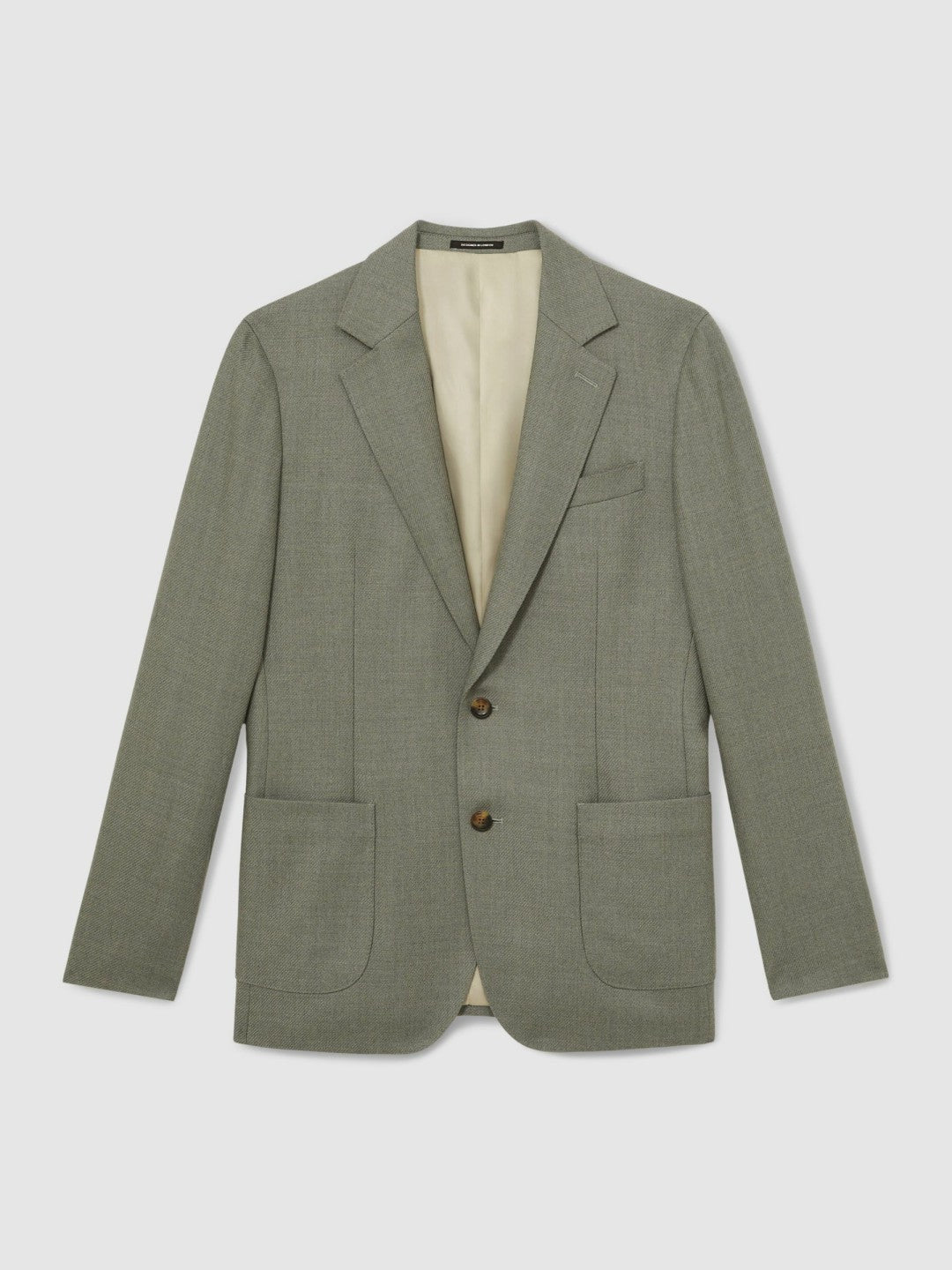 Wool-Blend Single-Breasted Blazer Slim-Fit in Sage Green Men | Reiss