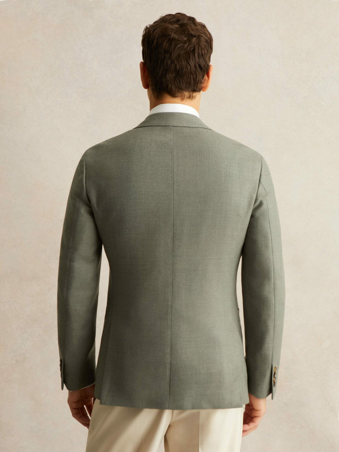 Wool-Blend Single-Breasted Blazer Slim-Fit in Sage Green Men | Reiss