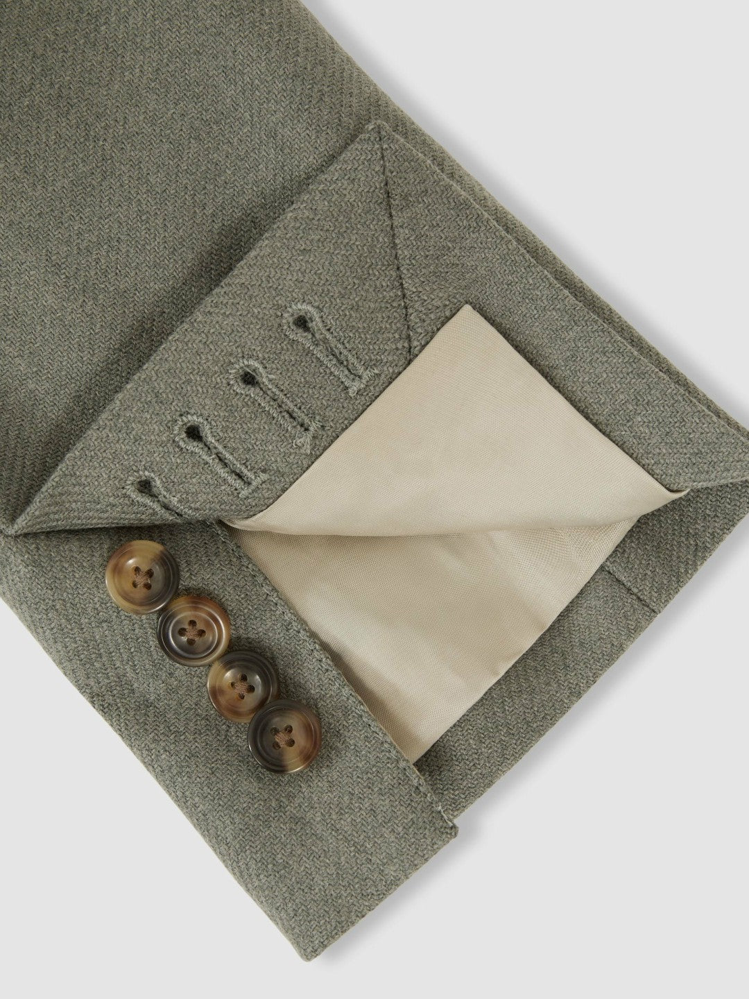 Wool-Blend Single-Breasted Blazer Slim-Fit in Sage Green Men | Reiss