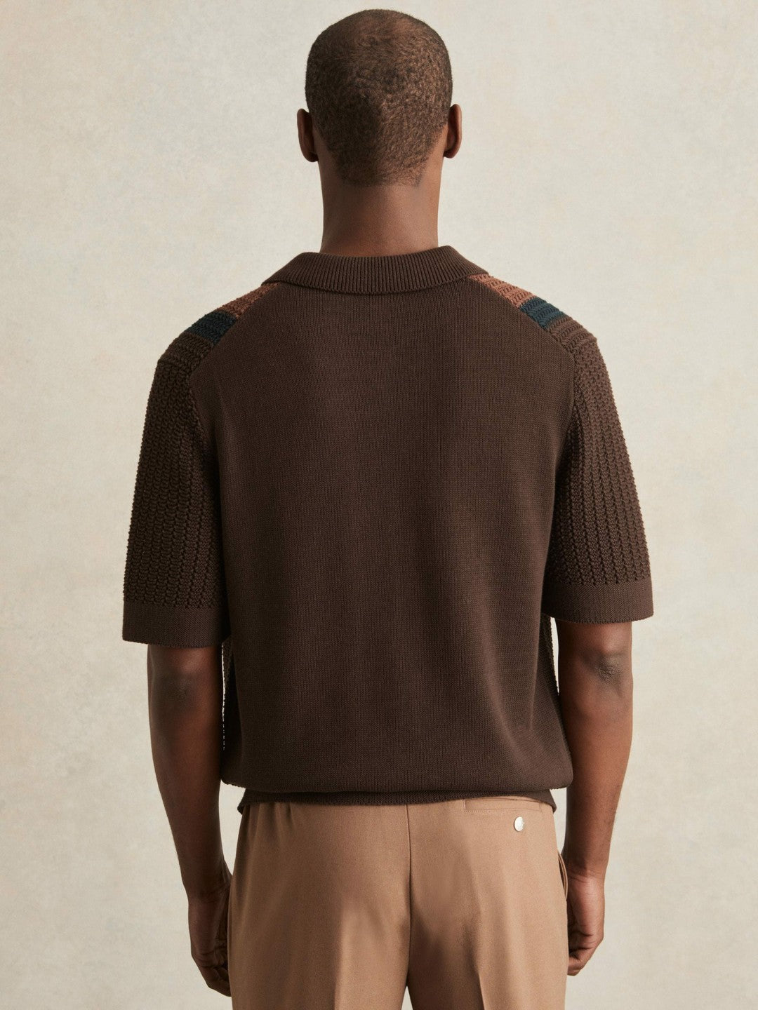Cotton Textured-Knit Stripe Shirt in Brown Multi Men | Reiss