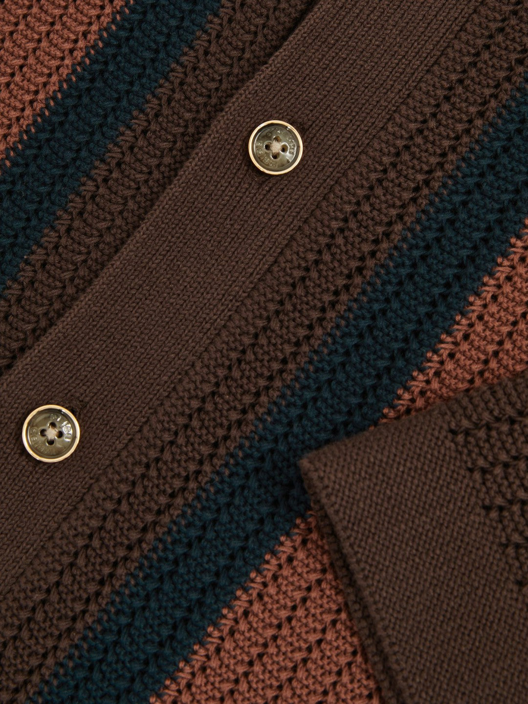 Cotton Textured-Knit Stripe Shirt in Brown Multi Men | Reiss