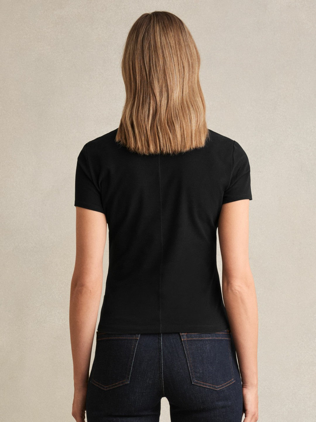 Stretch-Cotton Crew-Neck T-Shirt in Black Women | Reiss
