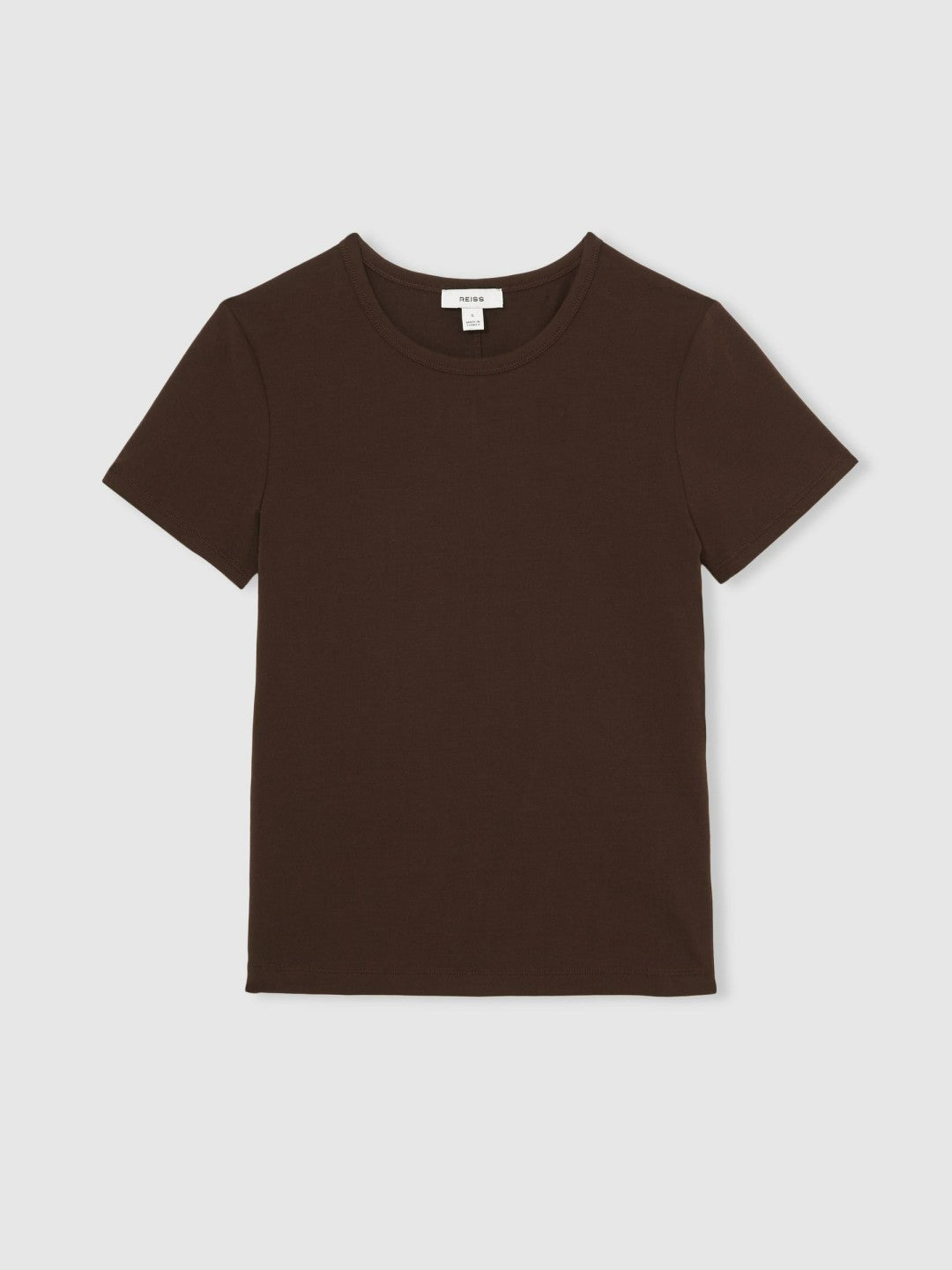 Stretch-Cotton Crew-Neck T-Shirt in Chocolate Brown Women | Reiss