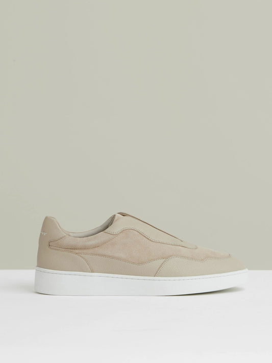 Leather Elasticated-Lace Trainers in Ecru Men | Reiss