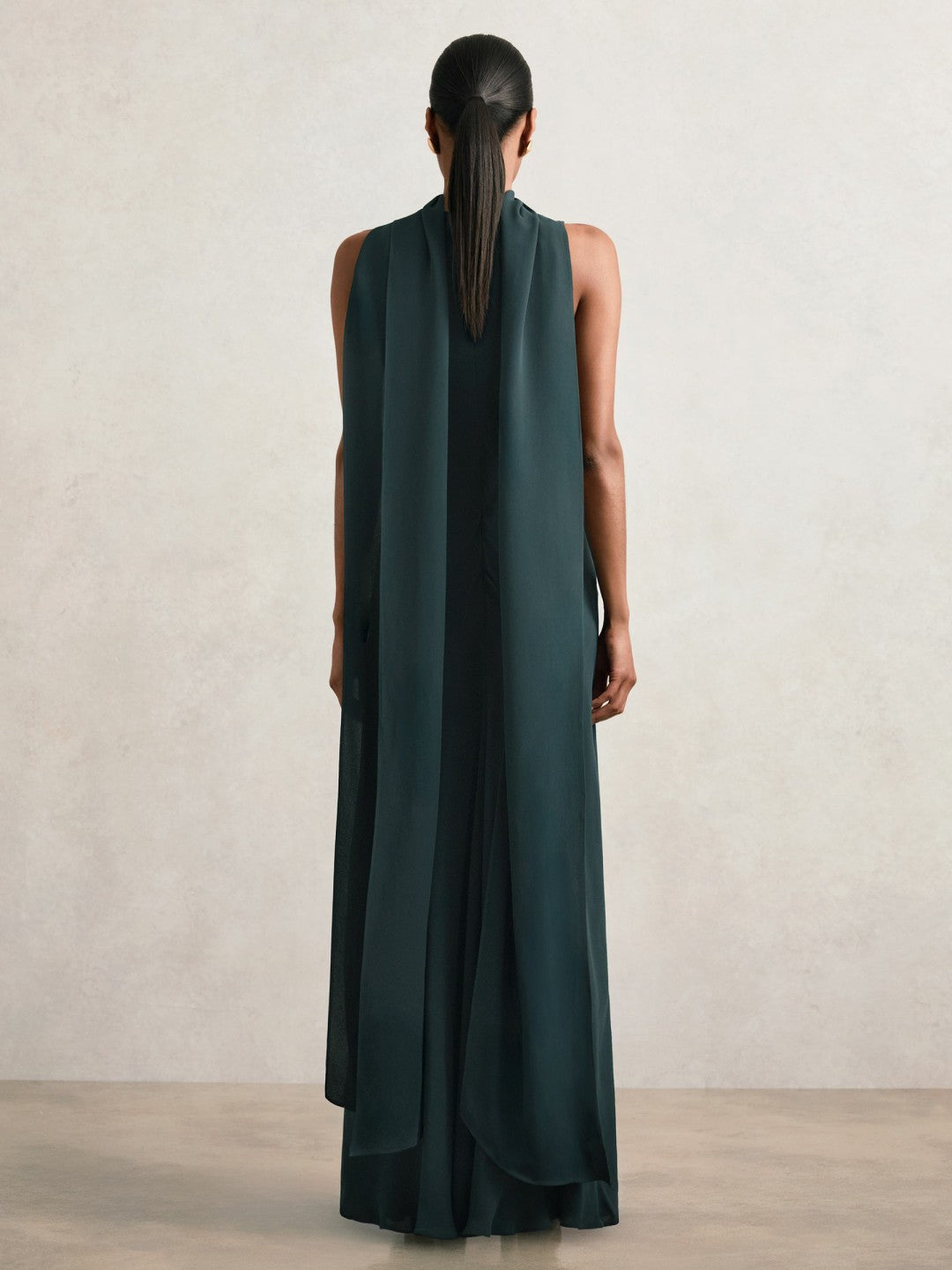 Crepe Cape Maxi Dress in Teal Green Women | Reiss