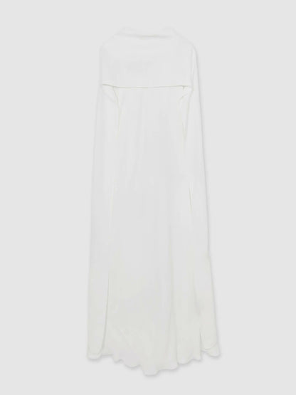 Crepe Cape Maxi Dress in White Women | Reiss