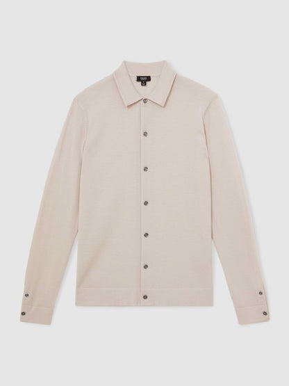 Merino Wool Button-Through Cardigan in Beige Men | Reiss