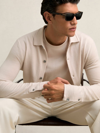 Merino Wool Button-Through Cardigan in Beige Men | Reiss