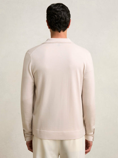 Merino Wool Button-Through Cardigan in Beige Men | Reiss