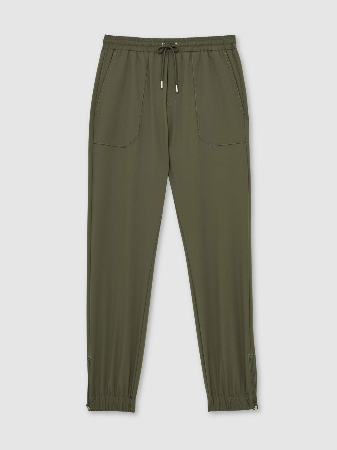 Drawstring Technical Cuffed Trousers in Green Men | Reiss