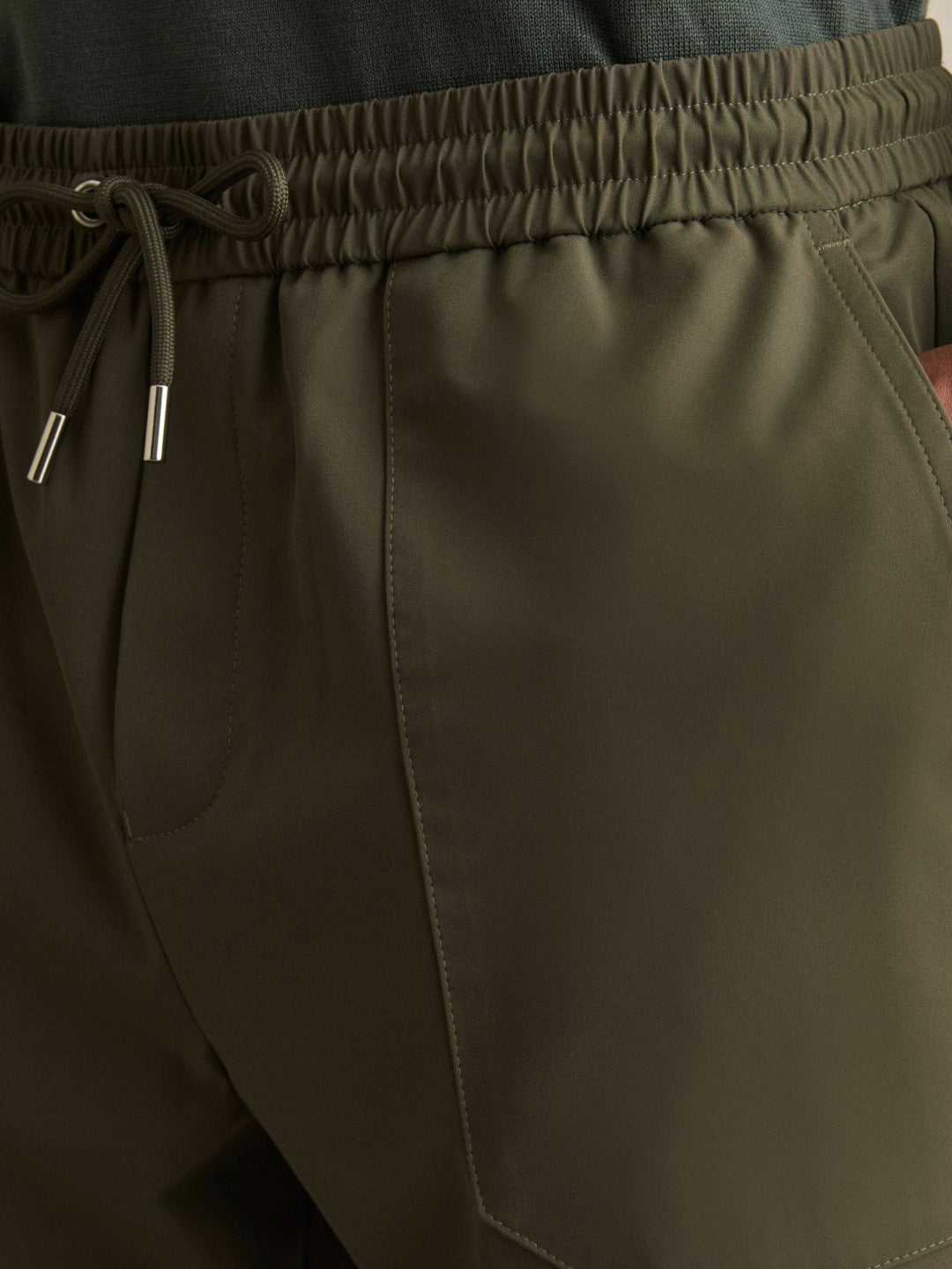 Drawstring Technical Cuffed Trousers in Green Men | Reiss