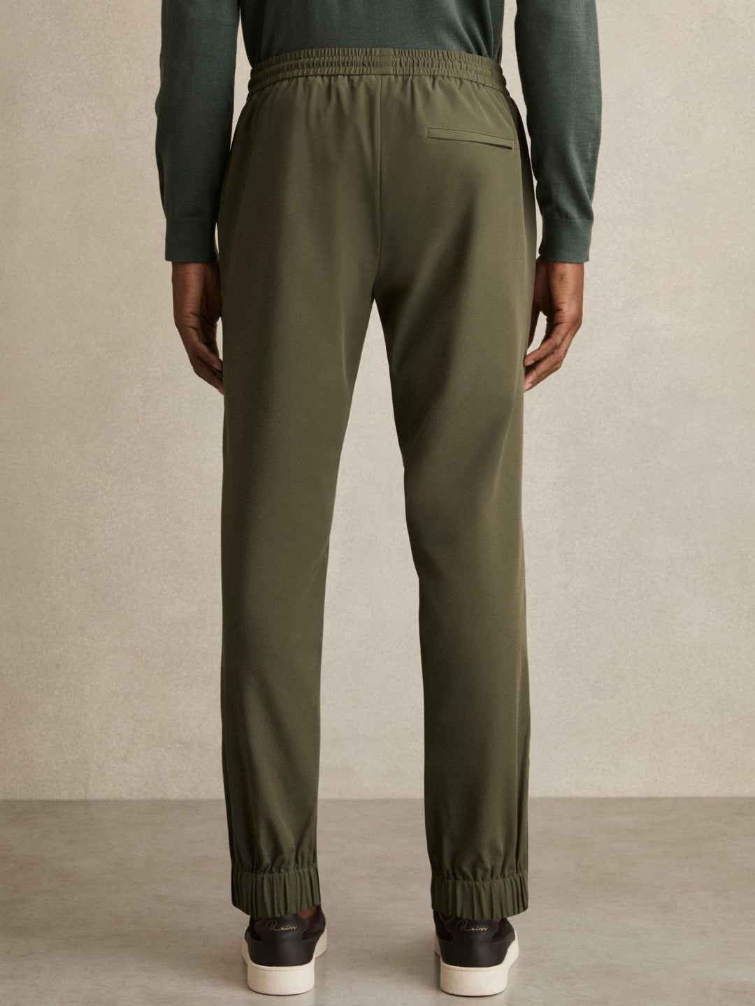 Drawstring Technical Cuffed Trousers in Green Men | Reiss