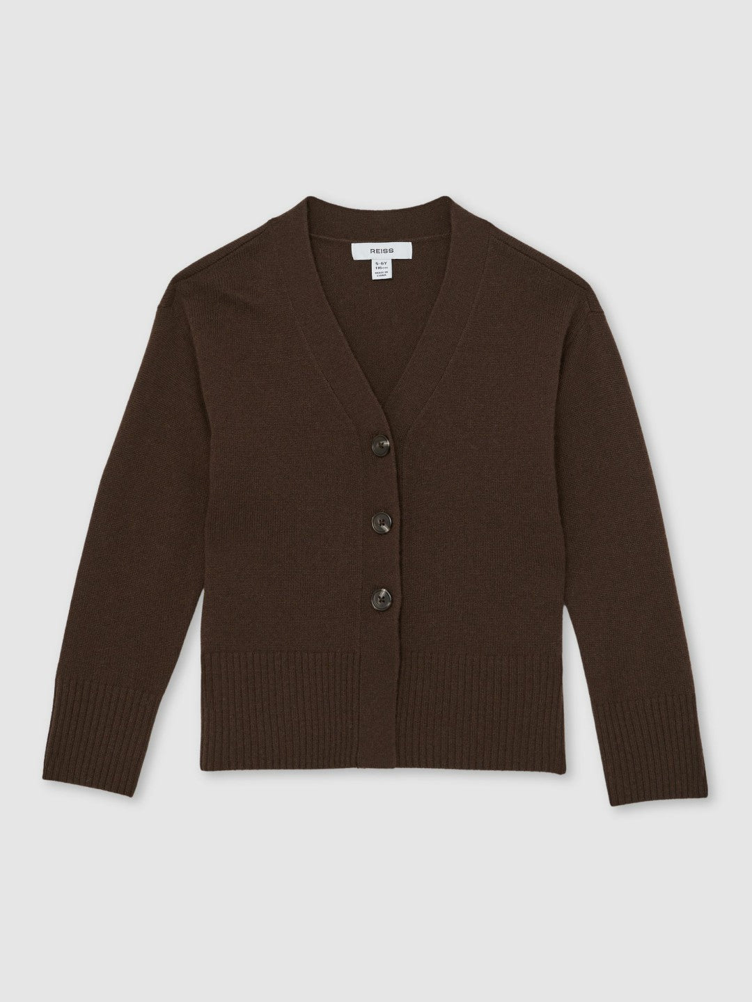 13-14 yrs Wool-Blend Fitted Cardigan With Cashmere in Brown Children & Baby | Reiss