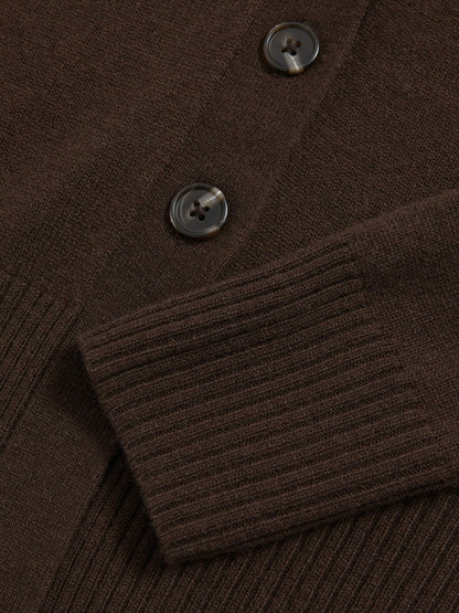 13-14 yrs Wool-Blend Fitted Cardigan With Cashmere in Brown Children & Baby | Reiss