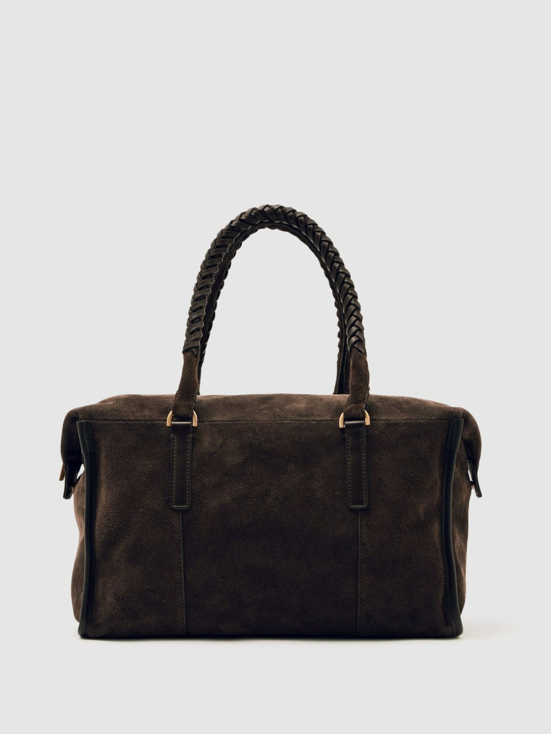 Suede Braided-Strap Bowling Bag in Chocolate Women | Reiss