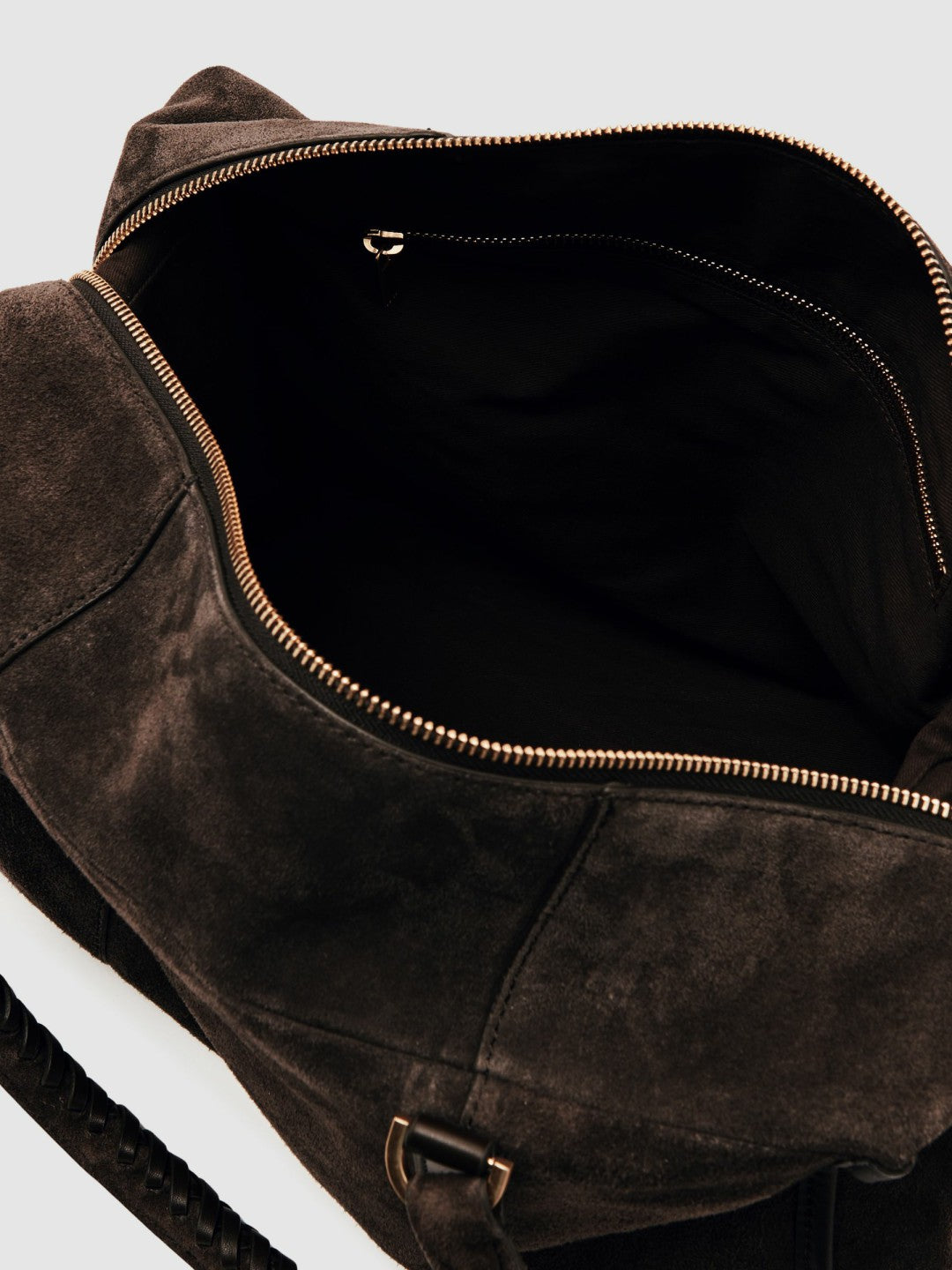Suede Braided-Strap Bowling Bag in Chocolate Women | Reiss