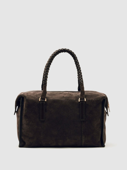 Suede Braided-Strap Bowling Bag in Chocolate Women | Reiss