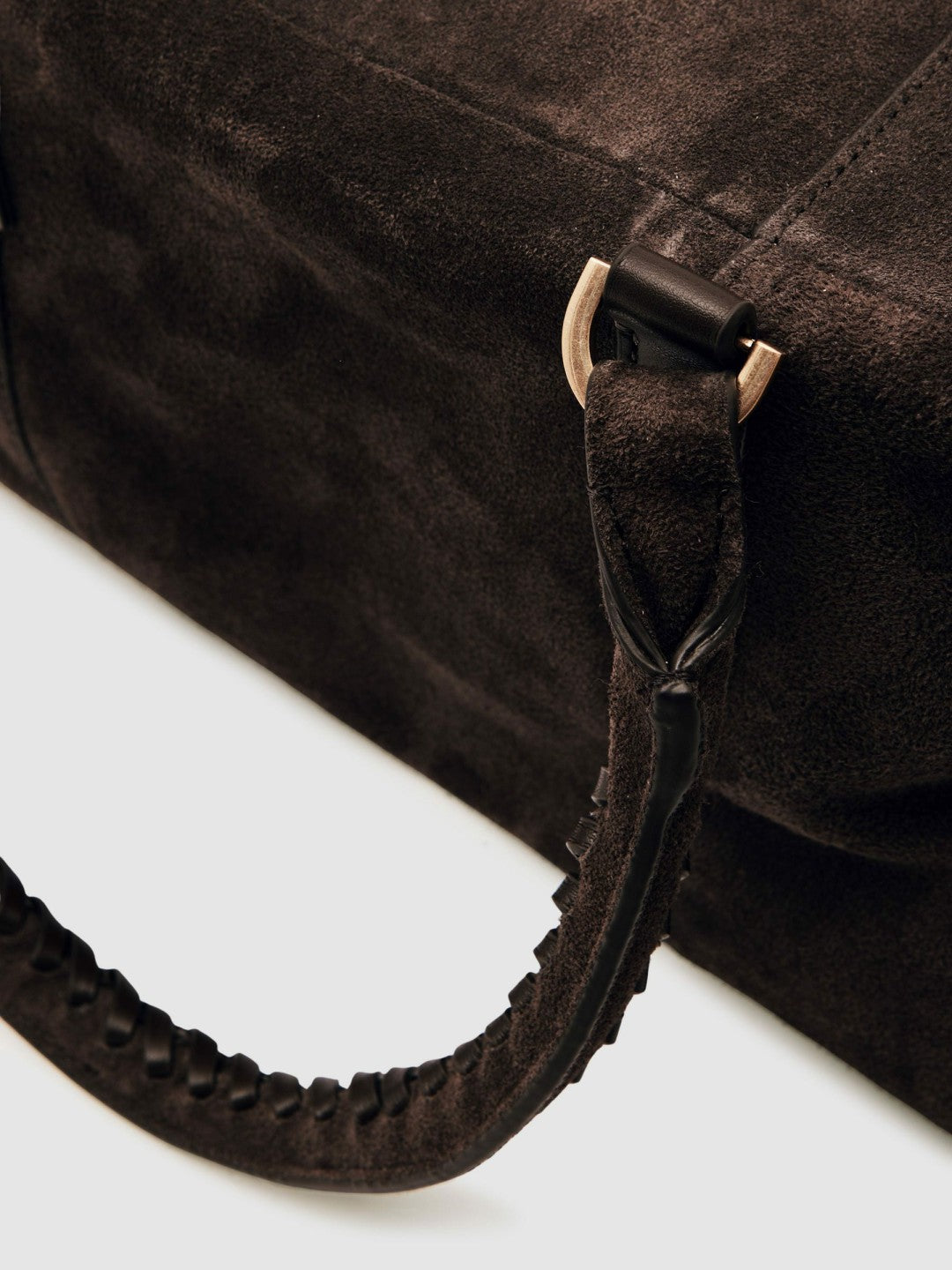 Suede Braided-Strap Bowling Bag in Chocolate Women | Reiss