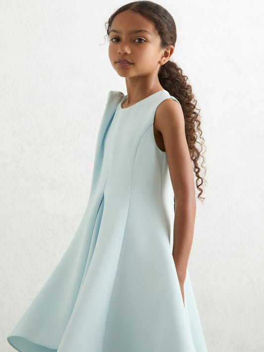 9-13 yrs Flower-Detail Fit-And-Flare Dress in Blue Children & Baby | Reiss