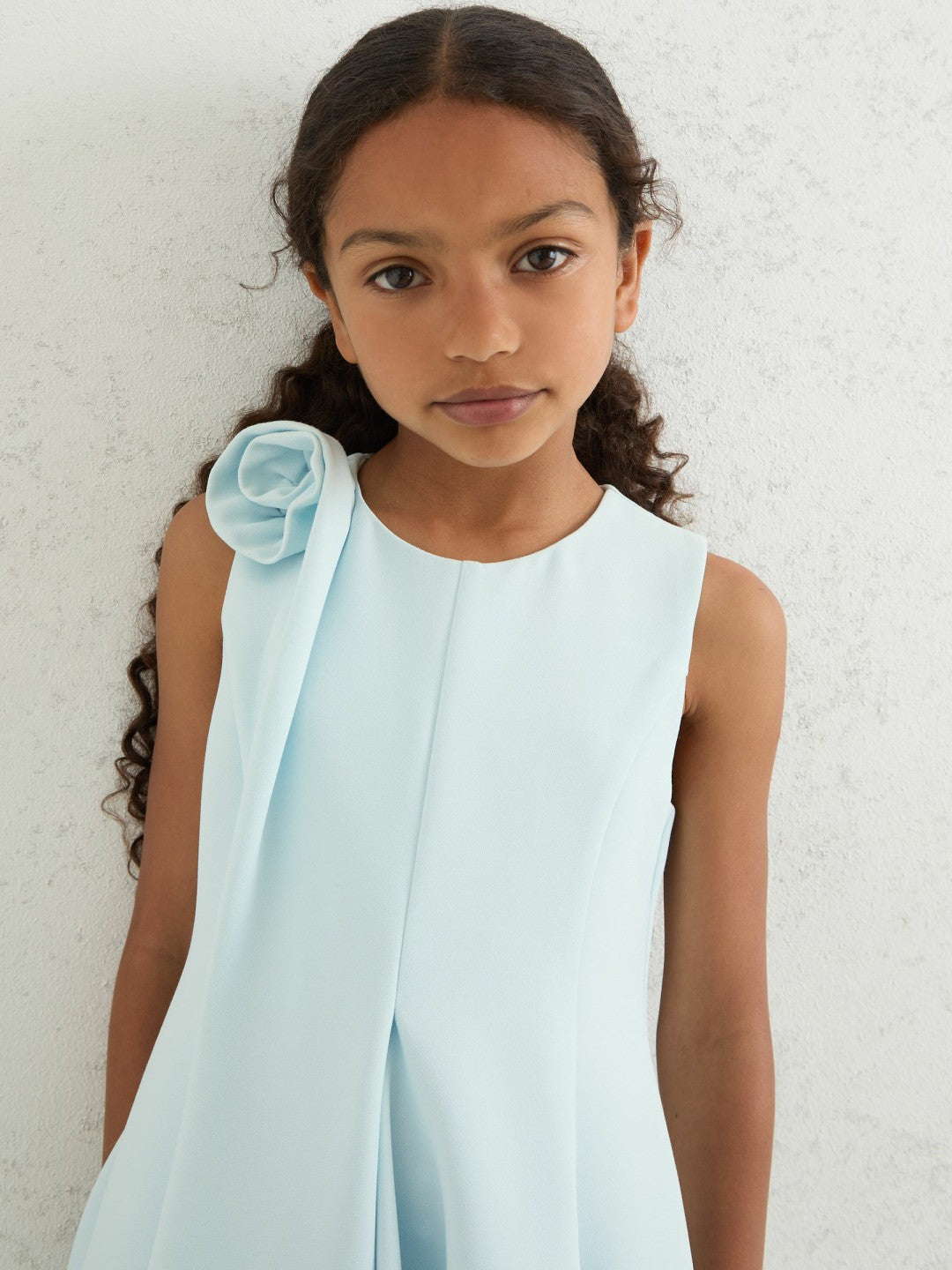 9-13 yrs Flower-Detail Fit-And-Flare Dress in Blue Children & Baby | Reiss