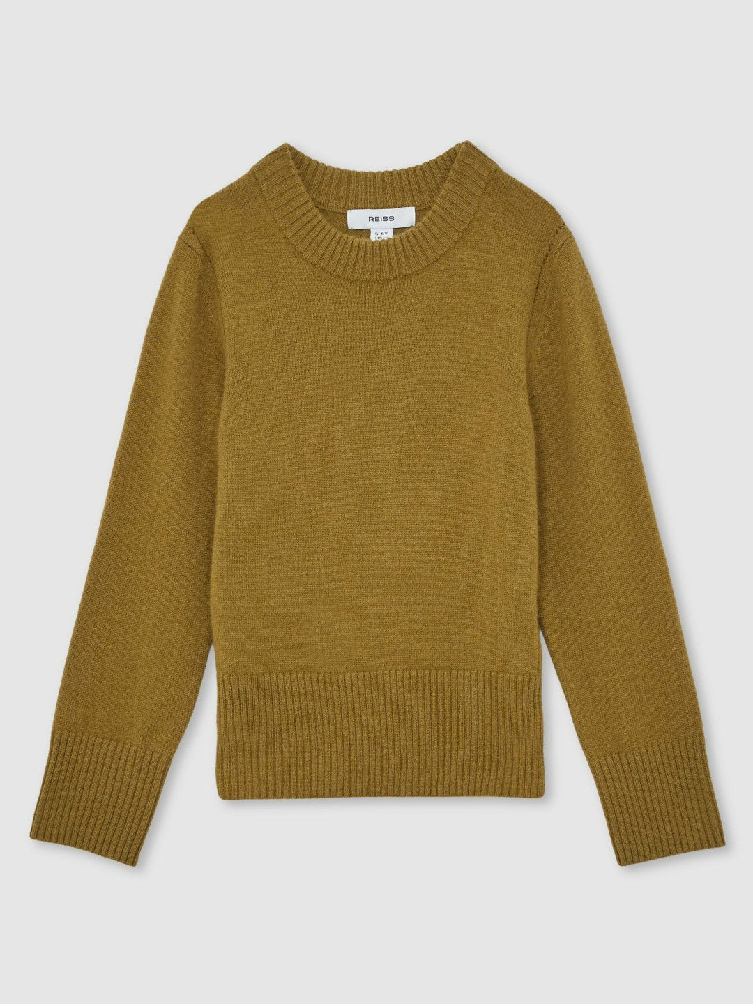3-9 yrs Wool-Blend Open-Stitch Jumper with Cashmere in Khaki Green Children & Baby | Reiss