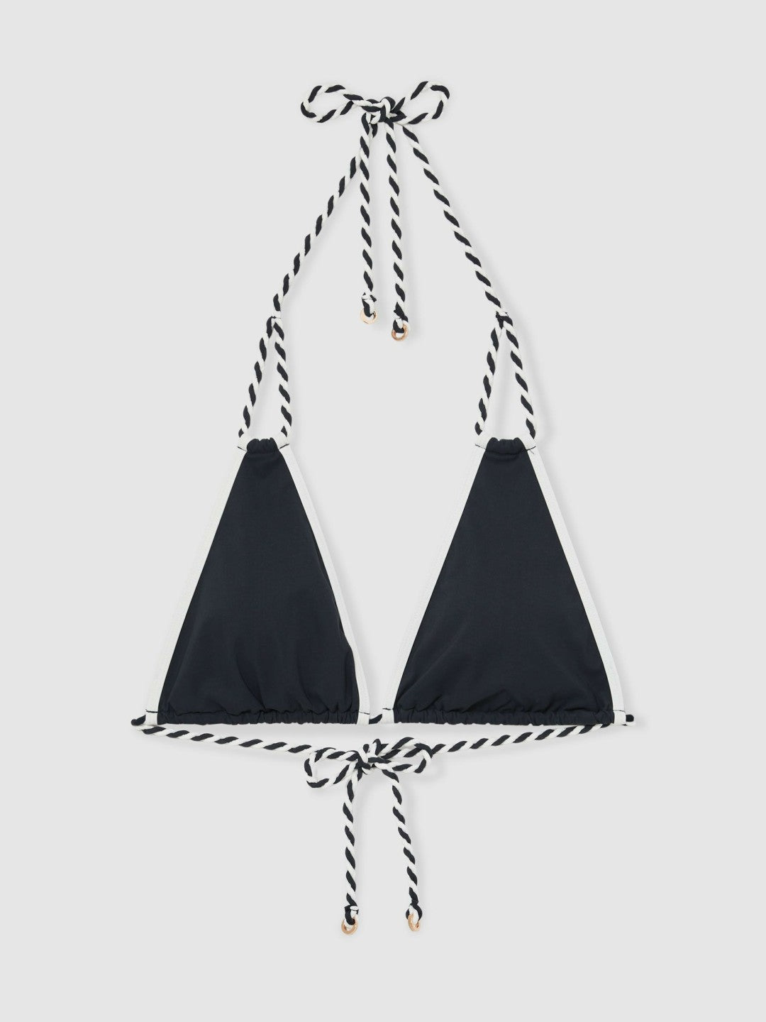 Triangle Twist-Strap Bikini Top in Navy/White Women | Reiss
