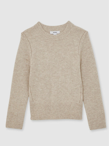 3-9 yrs Wool-Blend Open-Stitch Jumper with Cashmere in Oatmeal Children & Baby | Reiss