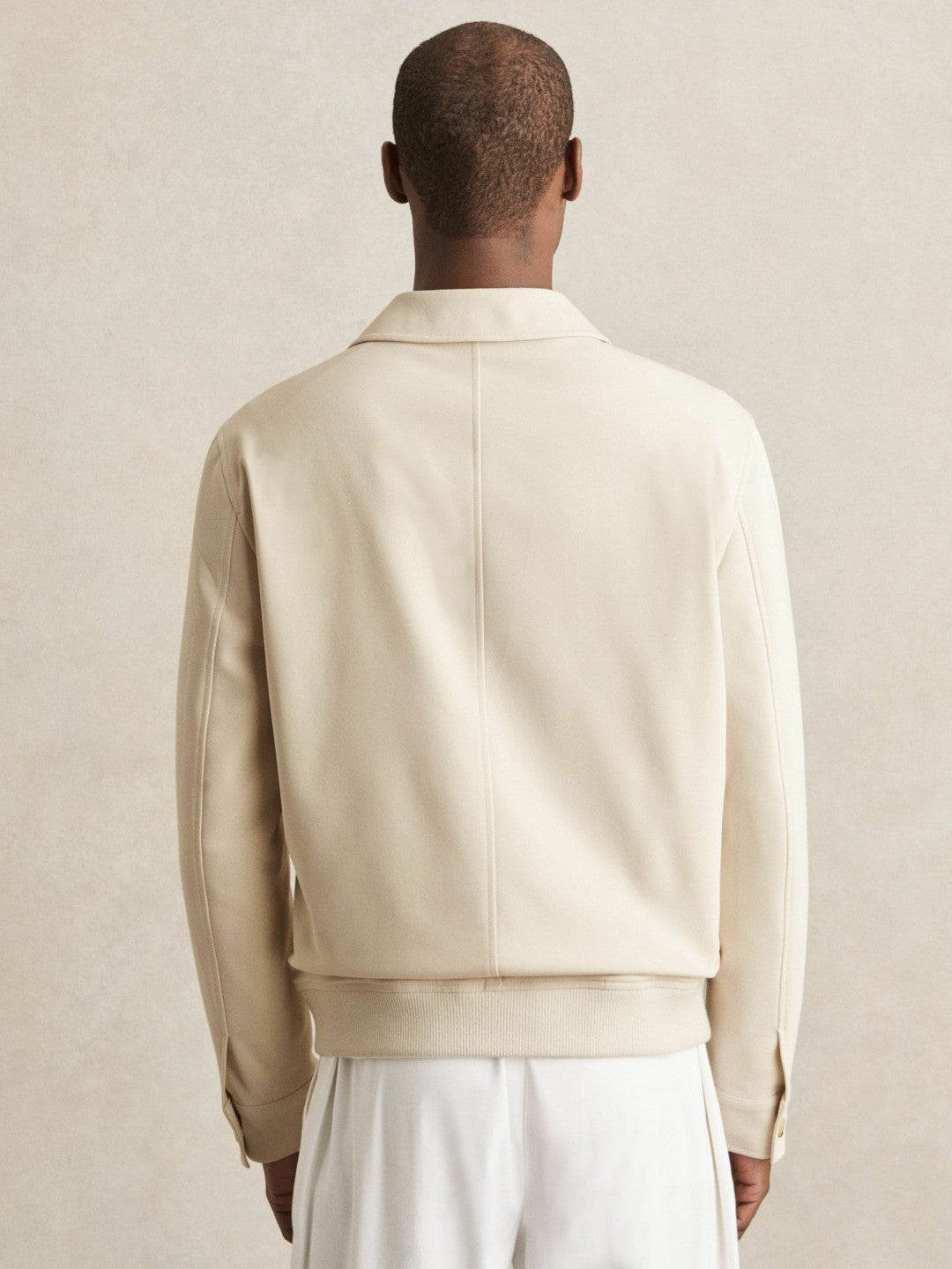 Cotton-Blend Button-Through Jacket in Light Stone Men | Reiss