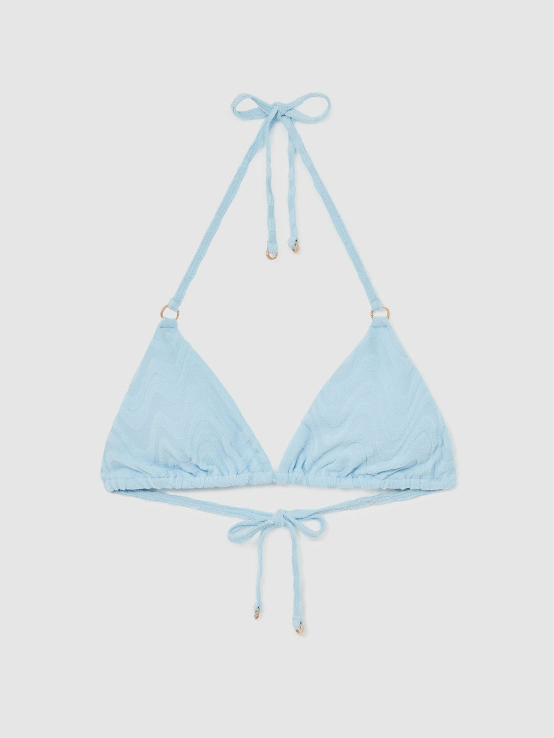 Textured Wave Triangle Bikini Top in Blue Women | Reiss