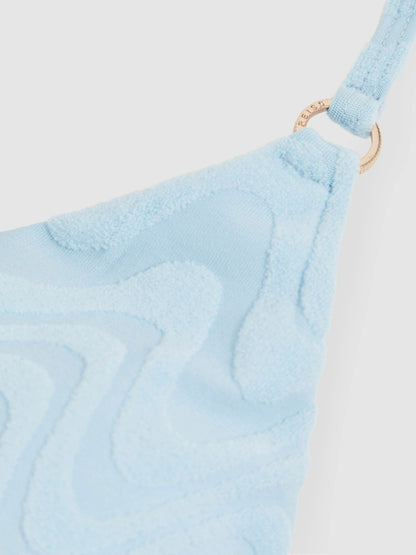 Textured Wave Triangle Bikini Top in Blue Women | Reiss