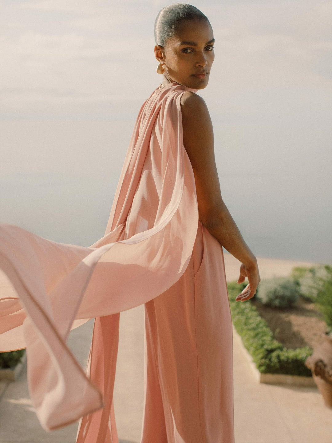 Wide-Leg Cape Jumpsuit in Pink Women | Reiss